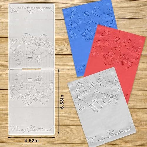 Miniatura 2 de Estivaux Carpetas en relieve de cascabel de Navidad 3D para hacer tarjetas, palabras de Navidad, carpetas de plástico en relieve con bombilla de