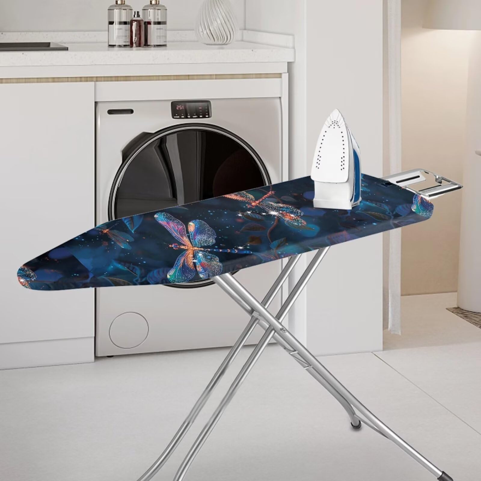 Wunvihay Starry Sky Dragonfly Print Ironing Board Cover and Pad,Ironing Board Shield,Thick Standard Size Ironing Board Pads with Elasticized Edges,Women Gifts