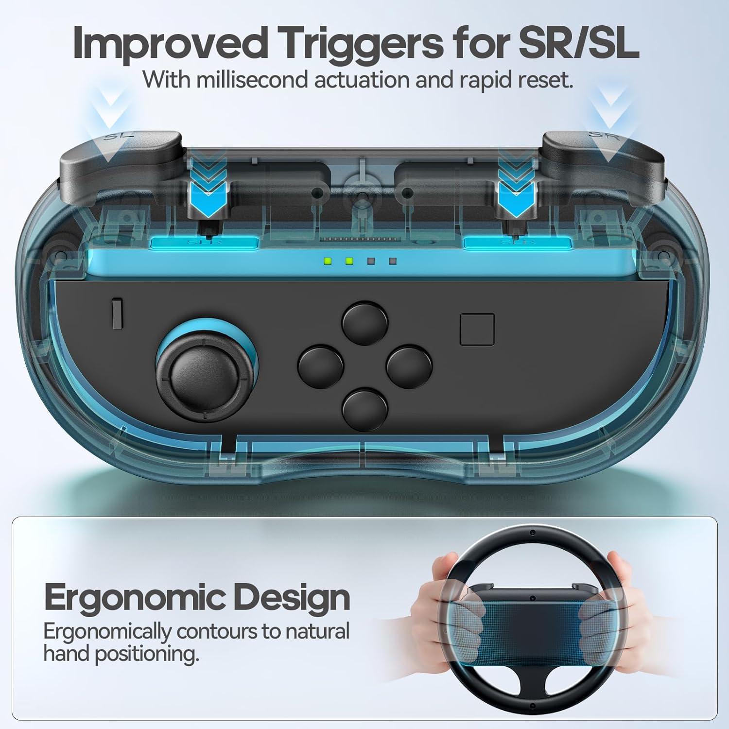 Rysker Steering Wheel & Grip for 2025 Nintendo Switch 2 JoyCon, Joy Con 2 Racing Wheel with Detachable Controller Grip for Mario Kart World 8 Deluxe, Switch Attachment Accessories Kit -2 Packs Black - Image 4