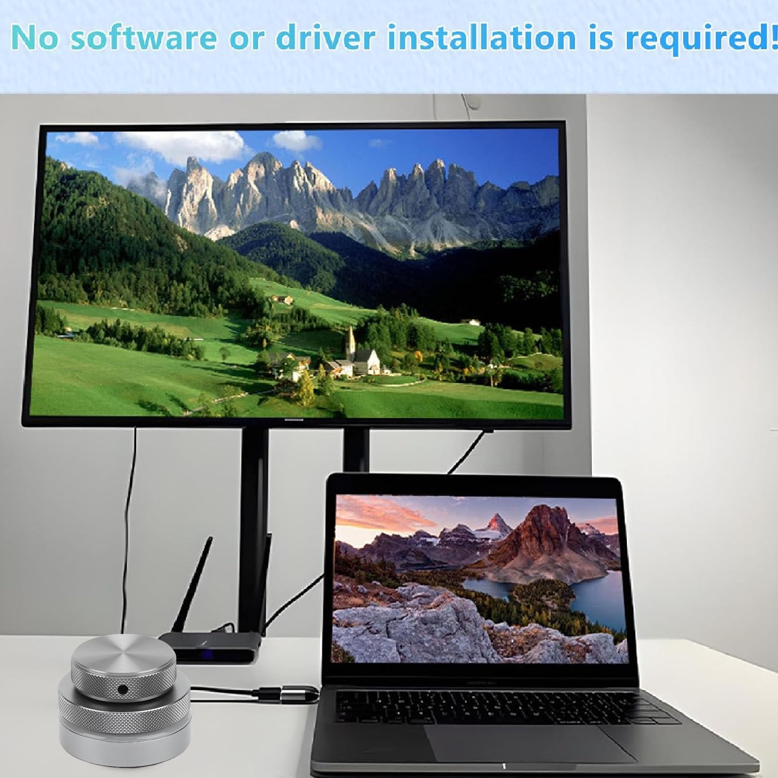 Ejoyous USB Lautstärkeregler mit RGB-Licht, 2,4 GHz Bluetooth Lautstärkeregelung kabelgebundener Multimedia-Controller für Smartphones, Tablets und PCs