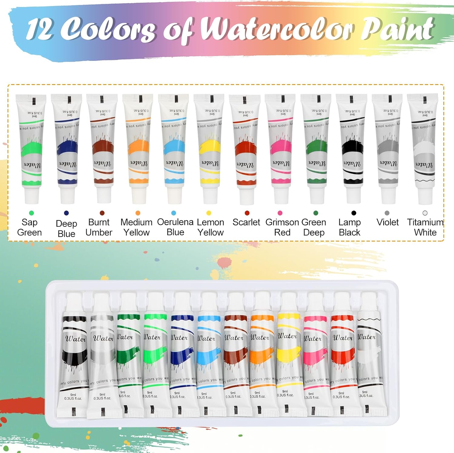 Travel Watercolor Set，Mini Paint Palette Travel kit，Mini Water Color Paint Set，Wooden 8 Grid Paint Box,12 Colors Small Watercolor Sketchbook for Artists Painters Students(Pink)