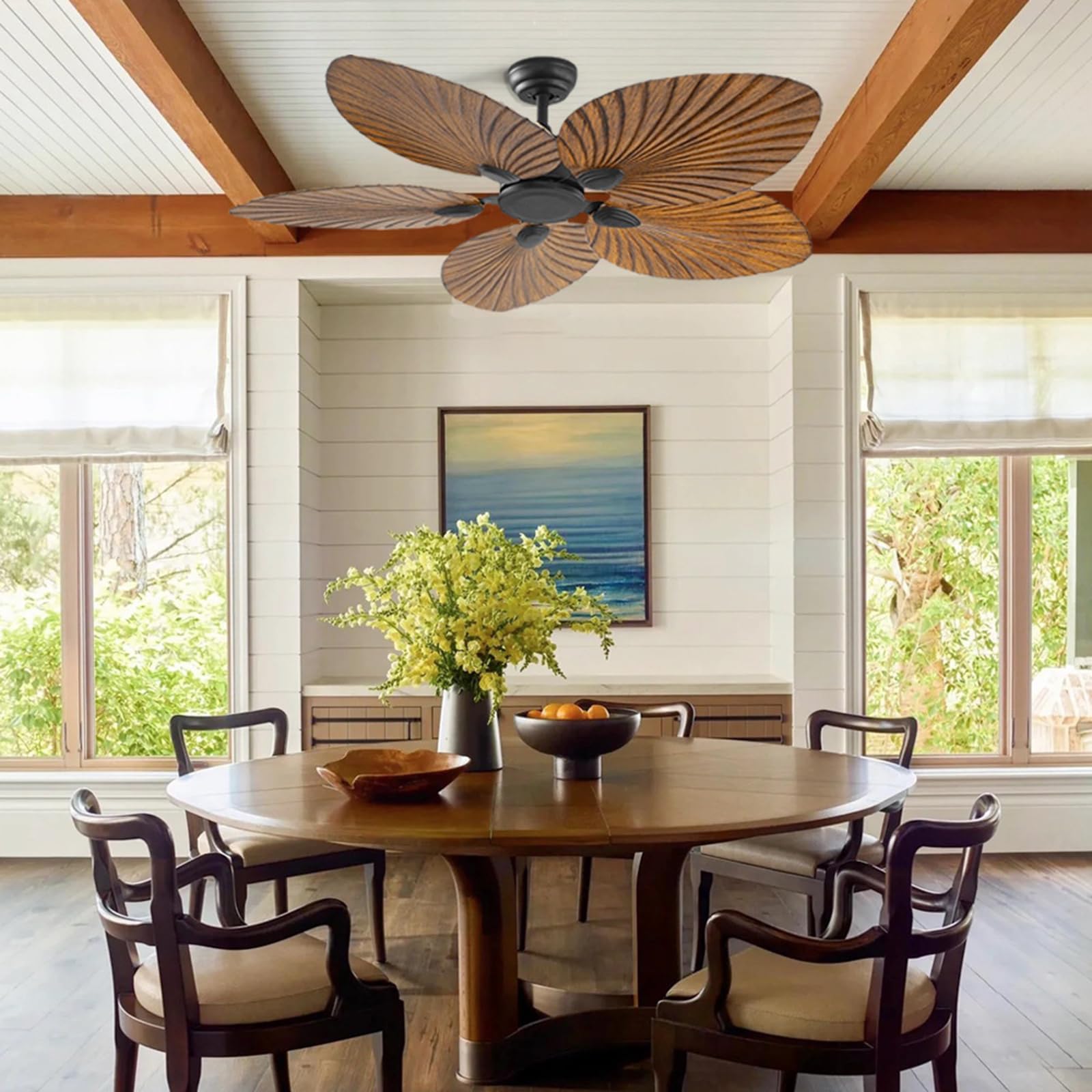 Tropical Fans Palm Leaf, 52 Inch Tropical Indoor Outdoor Ceiling