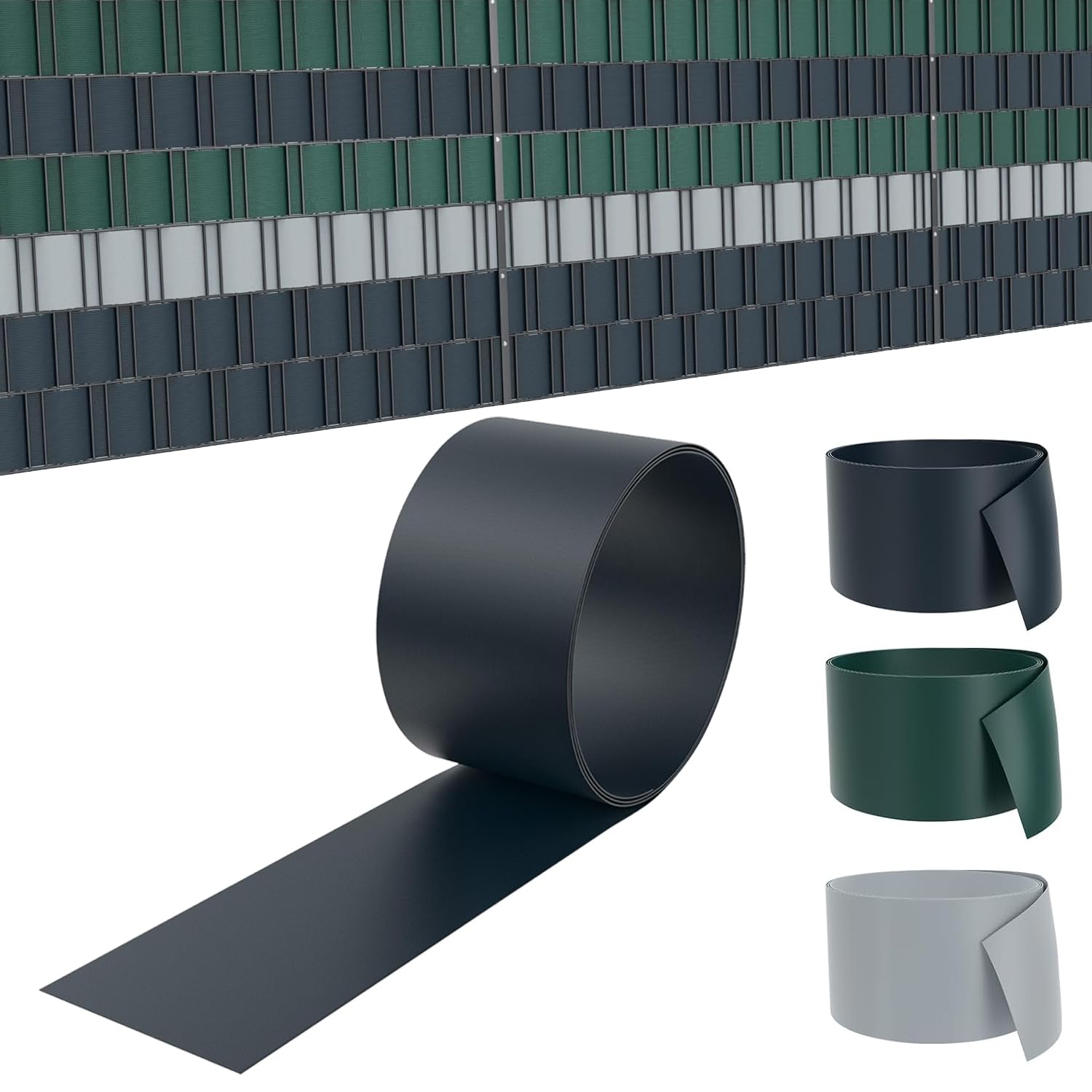 LZQ Bandes brise-vue en PVC 40x dur, rouleau de 25 m x 19 cm, double fil opaque pour jardin, balcon, anthracite