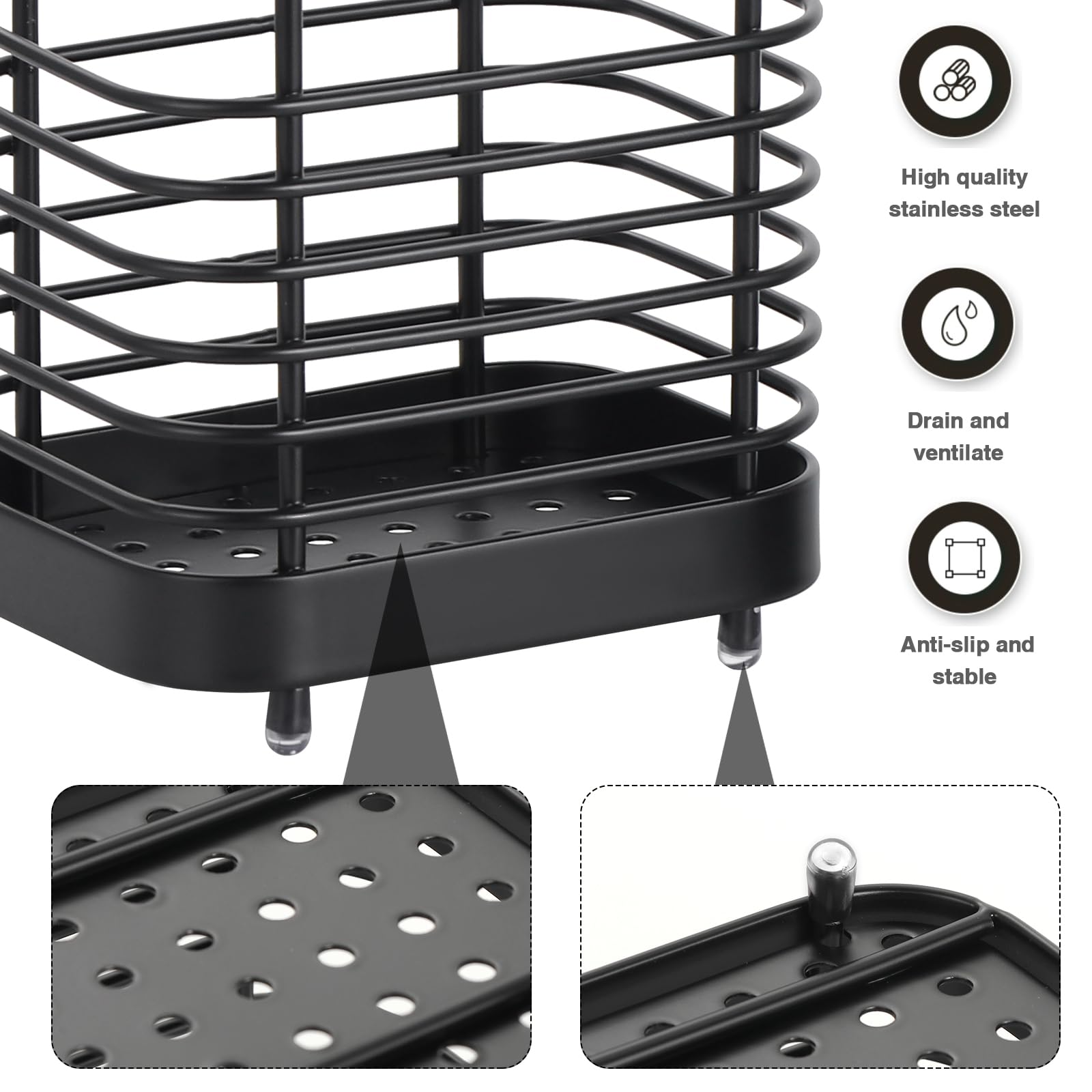 Portautensili Da Cucina In Acciaio Inox - 2 Pezzi, Scolaposate, Organizer Per Lavello - Foto 10
