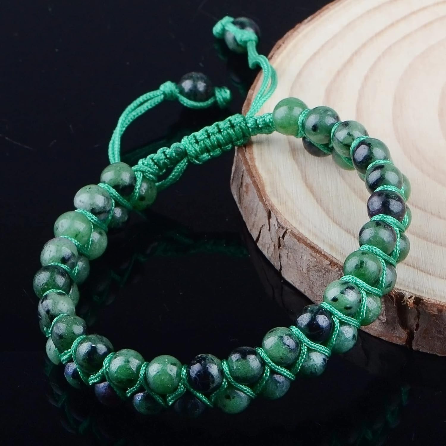 MASSIVE BEADS Double Layer Stone Chakra Healing Crystals Bracelet Yoga Beads Meditation Relax Anxiety Bangle for Unisex Women Men (Ruby Zoisite, 6mm) - Image 5