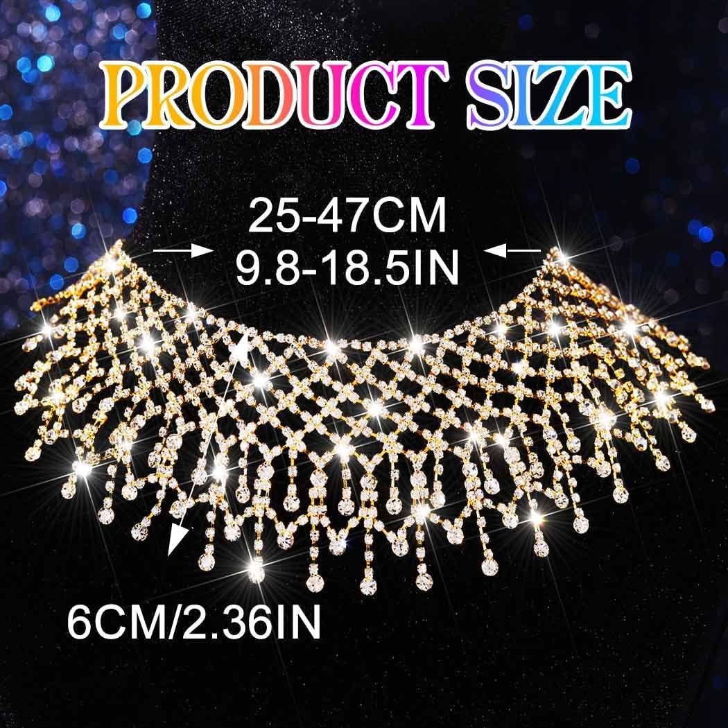 Nicute Rhinestone Choker Necklace Silver Crystal Necklaces Bling Wedding Prom Necklace Jewelry for Women - Image 6