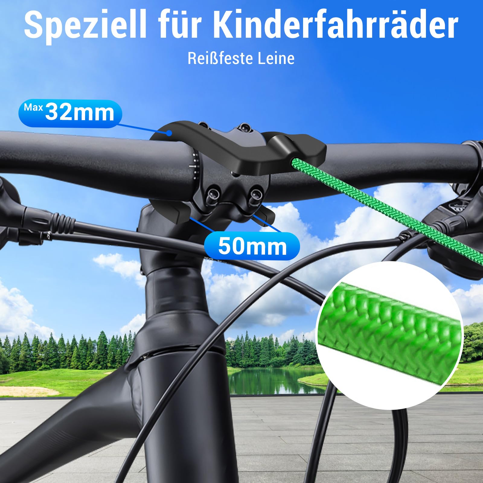 Kinder Fahrrad Abschleppseil, Abschleppseil Fahrrad, 2.5M, für Alle Fahrradstangen, Fahrrad Seilzug Zugseil, Zuglast bis 120 kg, MTB & Pannenhilfe,Follow me