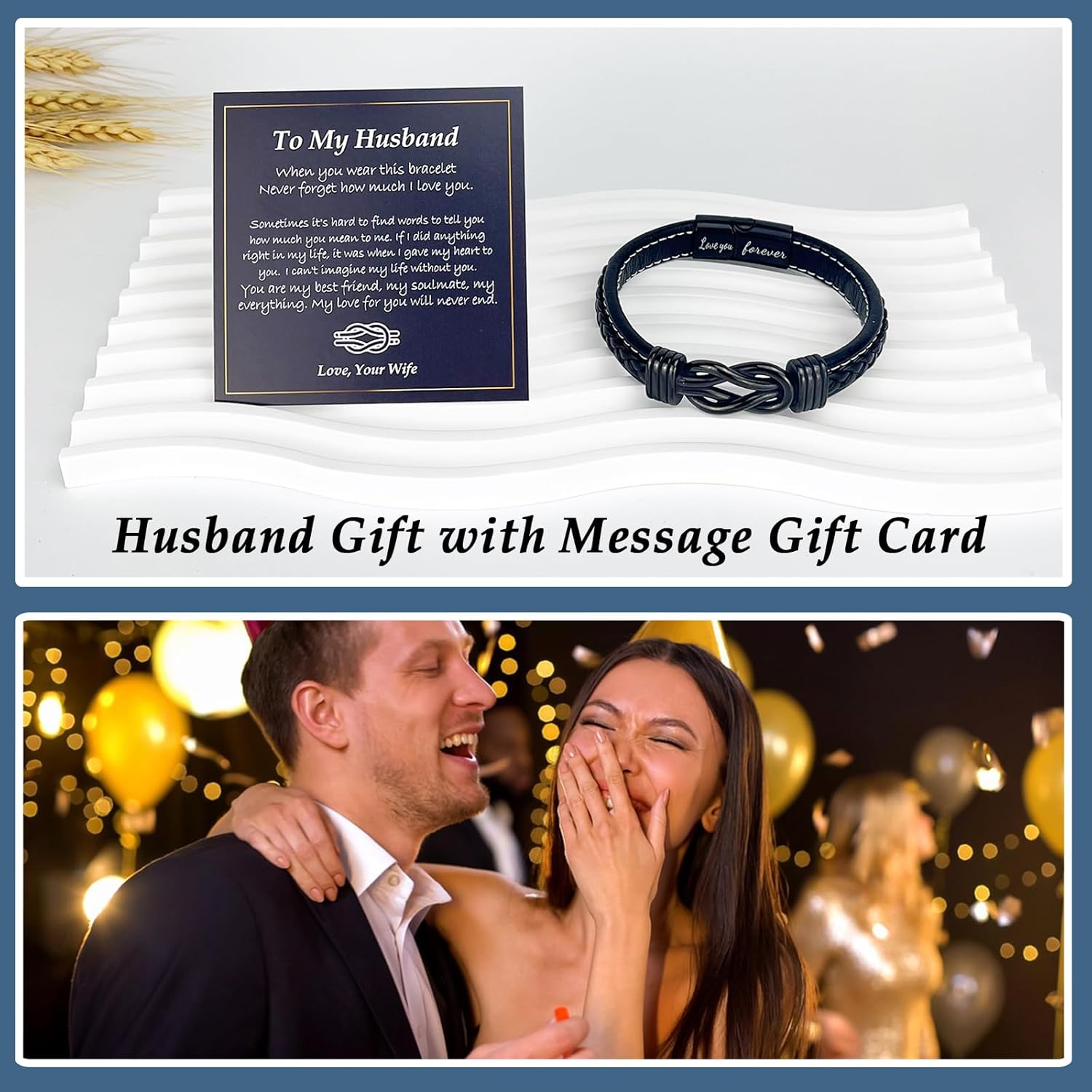 YBISNAIRE Gifts for Men Infinity Leather Bracelet for Dad New Daddy Husband Boyfriend Son Grandson Brother Nephew Uncle Black Braided Engraved Leather Jewelry Gifts for Fathers Day Birthday Christmas - Image 2