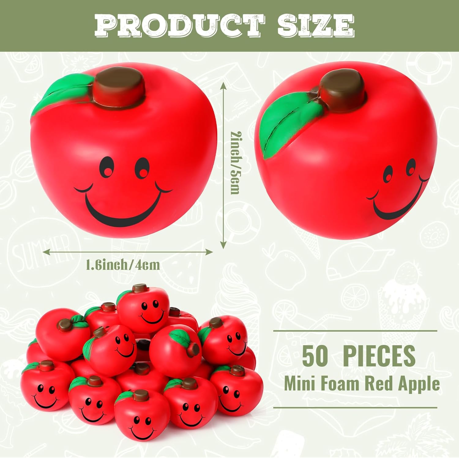 Jerify 50 Pcs Fruit Stress Ball Toys Red Fruit Smile Stress Balls Soft Foam Party Favors Bulk for Teens and Adults Finger Exercise Stress Anxiety Relief Party Supplies Classroom Gifts