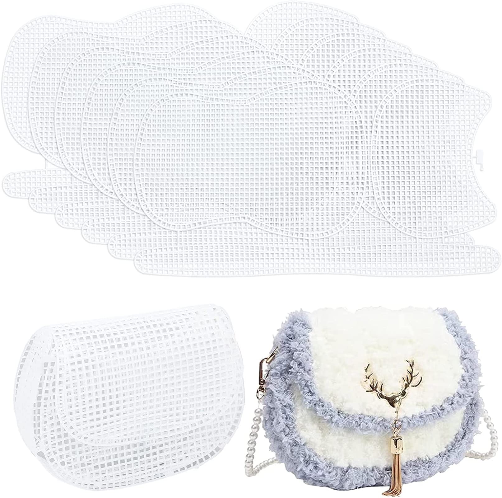 THE WHITE SHOP 6 sets of transparent plastic mesh canvas embroidery pieces, cross-stitch acrylic yarn craft crochet project DIY Needlepoint Embroidery Blank Canvas Sheets form Cross Stitch Plastic