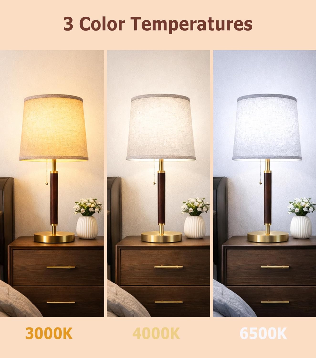 JOOFO LED Table Lamp with Pull Chain, 2PCS