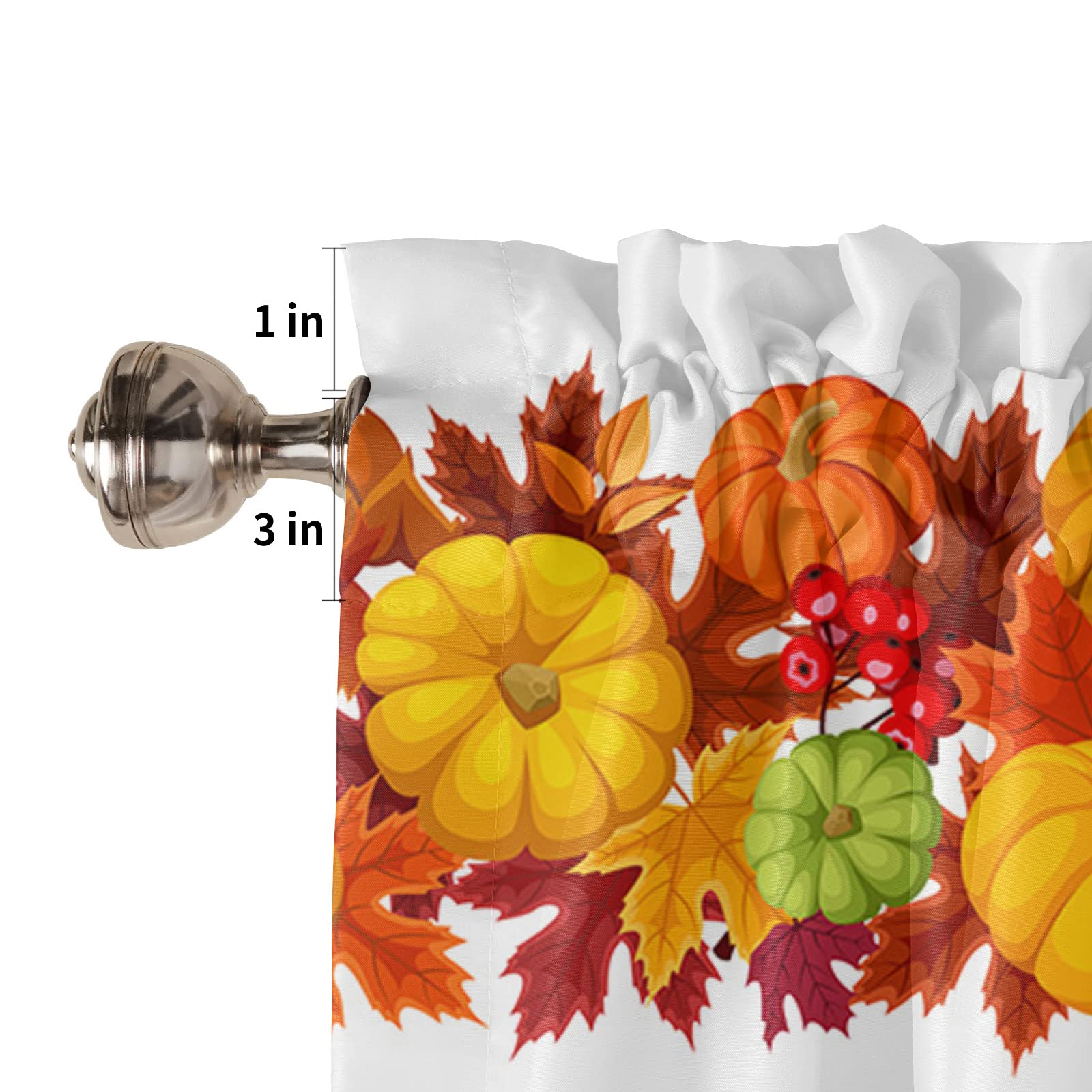 Herbst-Kürbis Volants Für Fenster – Bauernhaus-Stil Vorhang 137 X 45,7 Cm, Polyester