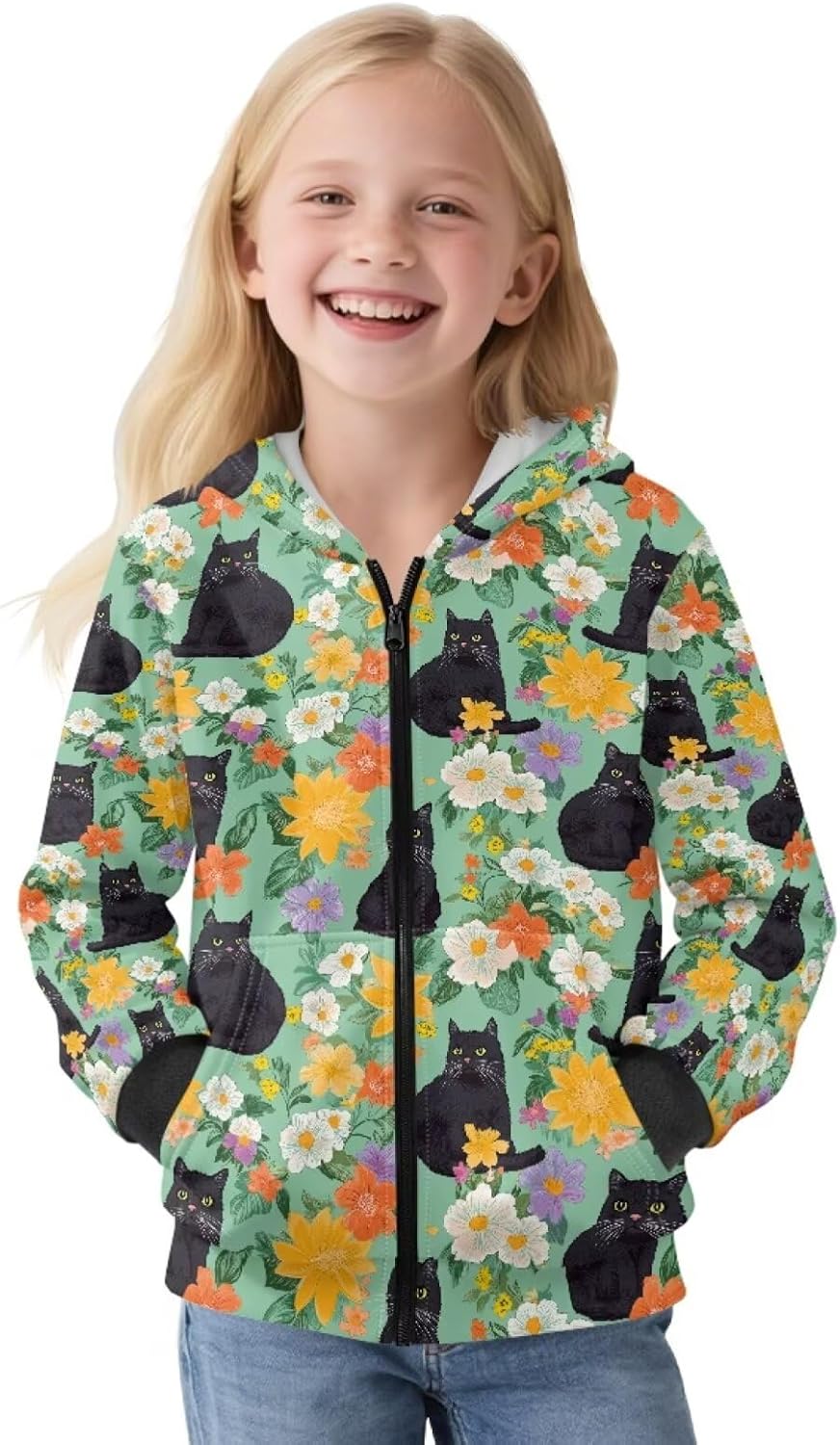 Hoodie for Girls 6-13 Fleece Hooded Sweatshirt Comfy Zip Up Hoodie Jacket Fall Winter Activewear Cute Sweatshirt