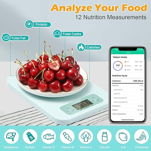 Vista 2 de Báscula de alimentos inteligente – Báscula digital de alimentos de cocina en gramos y onzas con aplicación de análisis nutricional, báscula