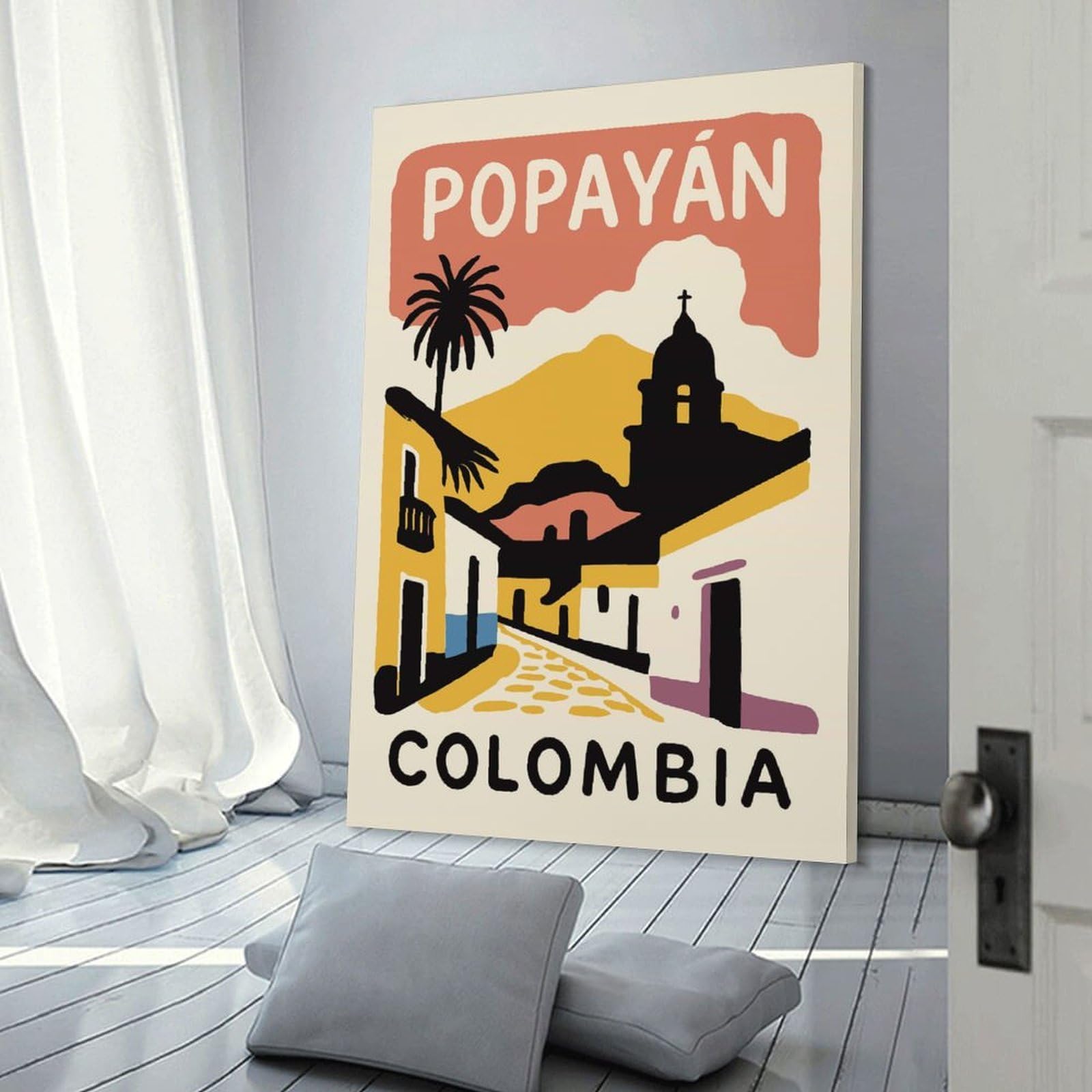 Junmoney Canvas Art Print Popayan Colombia Travel, 20x30inch(50x75cm), for Gallery Wall Layouts in Home Or Office, A Versatile Canvas Print for Layering