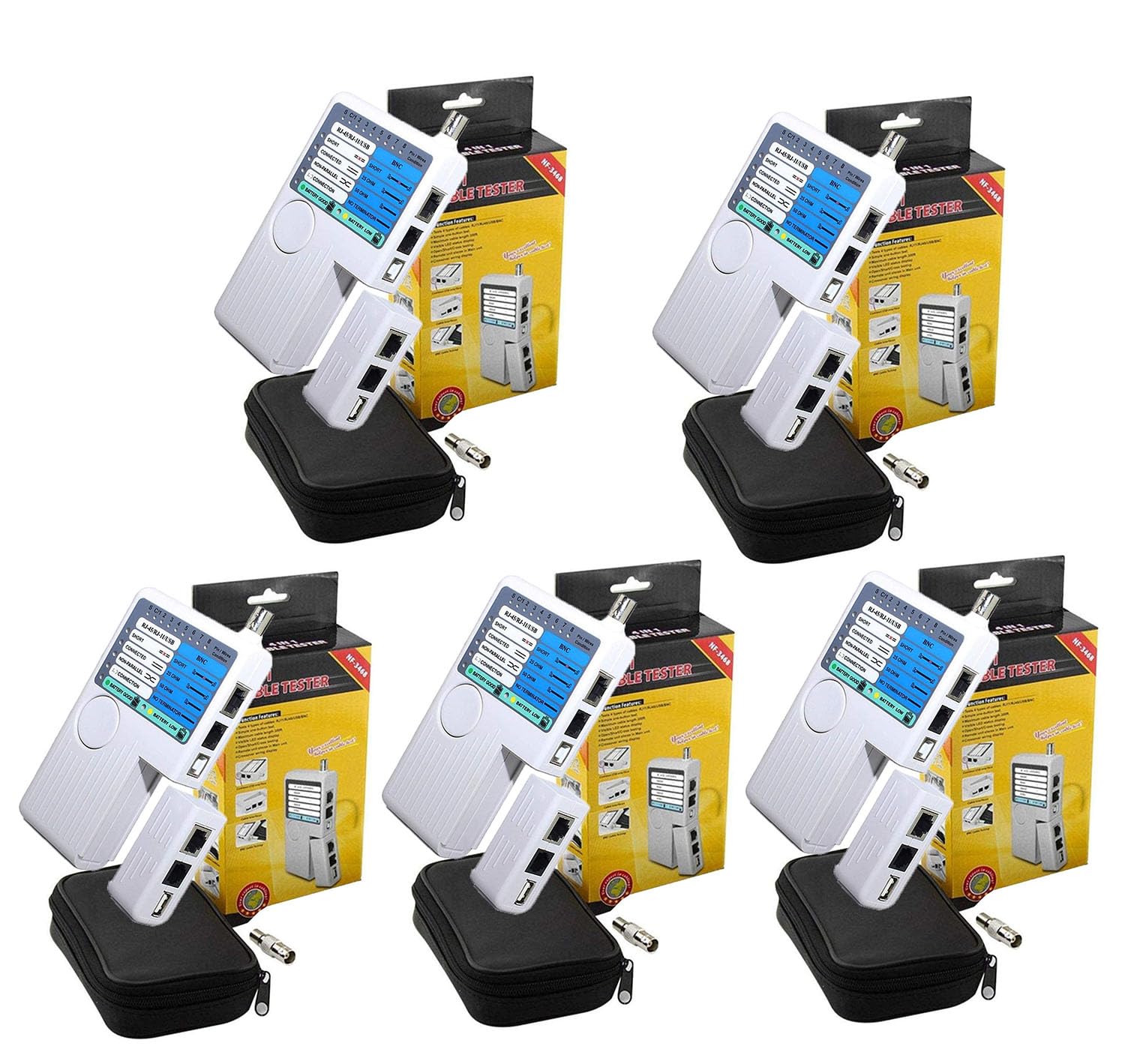 iMBAPrice - (Pack of 5) 4-in-1 Remote Network Cable Tester USB/BNC/Rj11/Rj45 LAN Cable UTP STP Wire Tester
