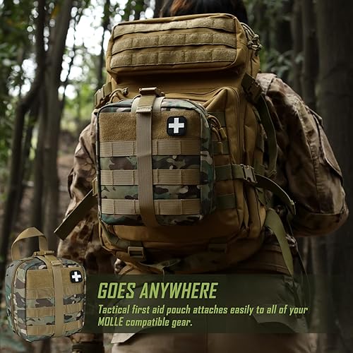 Miniatura 8 de LIVANS Bolsa táctica de primeros auxilios, Molle EMT, bolsa médica militar IFAK, kit de supervivencia de emergencia al aire libre, diseño de