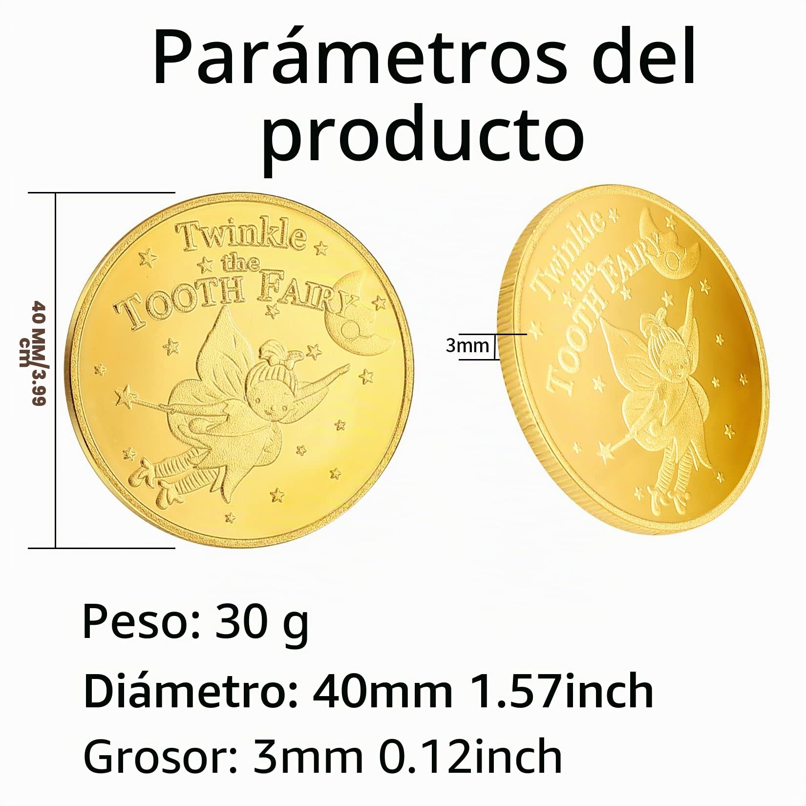 6 Piezas Moneda de Hadas de Dientes Centelleantes, Hada de Dientes Monedas de Oro, Moneda de Colecció, Moneda Conmemorativa Colección de Recuerdos Moneda para Diente Perdido Niños Regalos