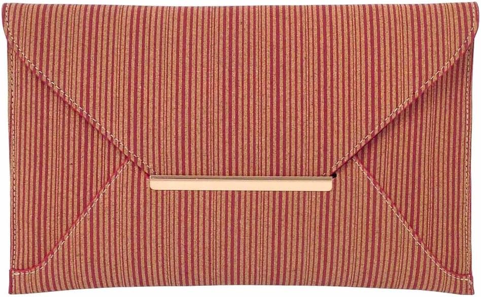 JNB Striped Cork Envelope Casual Clutch