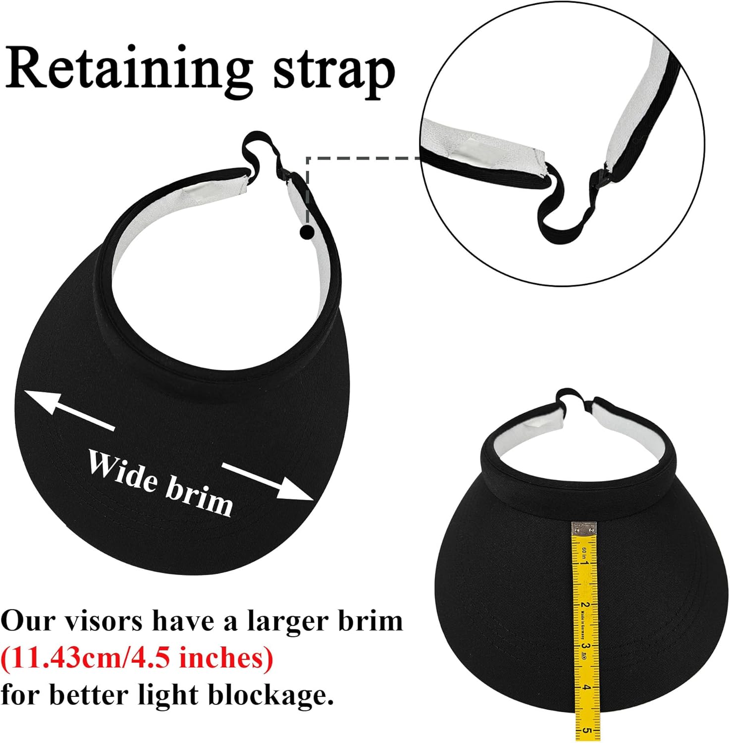 2 Pack Sun Visors Women Wide Brim Clip on Summer Hats Adjustable UV Protection - Image 4