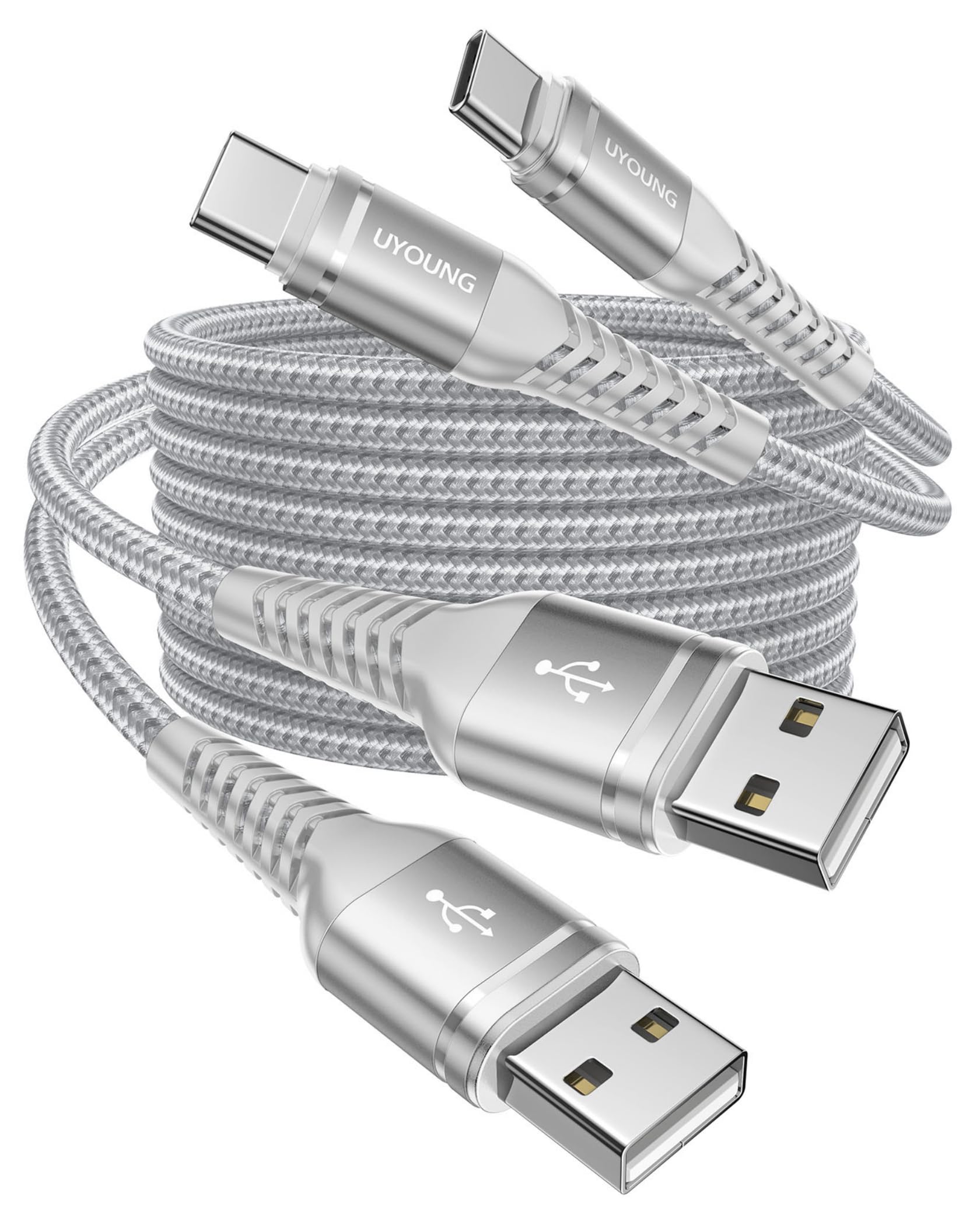 Cavo USB C a C da 1,8 m, 240 W, cavo USB C a USB C per ricarica rapida, cavo USB C per iPhone 17/16/15, Samsung S26 S25 S23, laptop, MacBook Pro/Air-Silver