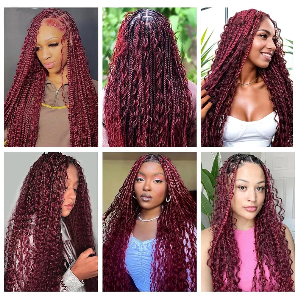 Burgundy Human Braiding Hair 24 24 24 inch 150g 99J Deep Wave Bulk Human Hair for Braiding No Weft 3 Braids Per Pack 99J Burgundy Color