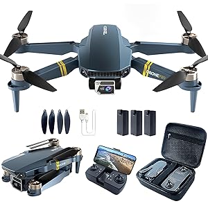 800 Meter Reichweite faltbare Drohne mit Kamera für Anfänger – 60+ Min. Flugzeit, WiFi FPV Quadrocopter mit 4K HD-Kamera, bürstenlosem Motor, Auto-Hover, Auto-Follow (3 Akkus)