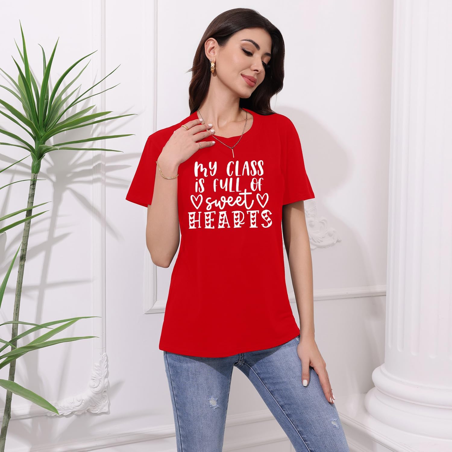 MAIHUN Teacher Valentines Shirt for Women My Class is Full of Sweet Hearts Tshirt Teacher Life Tee Tops - Image 3