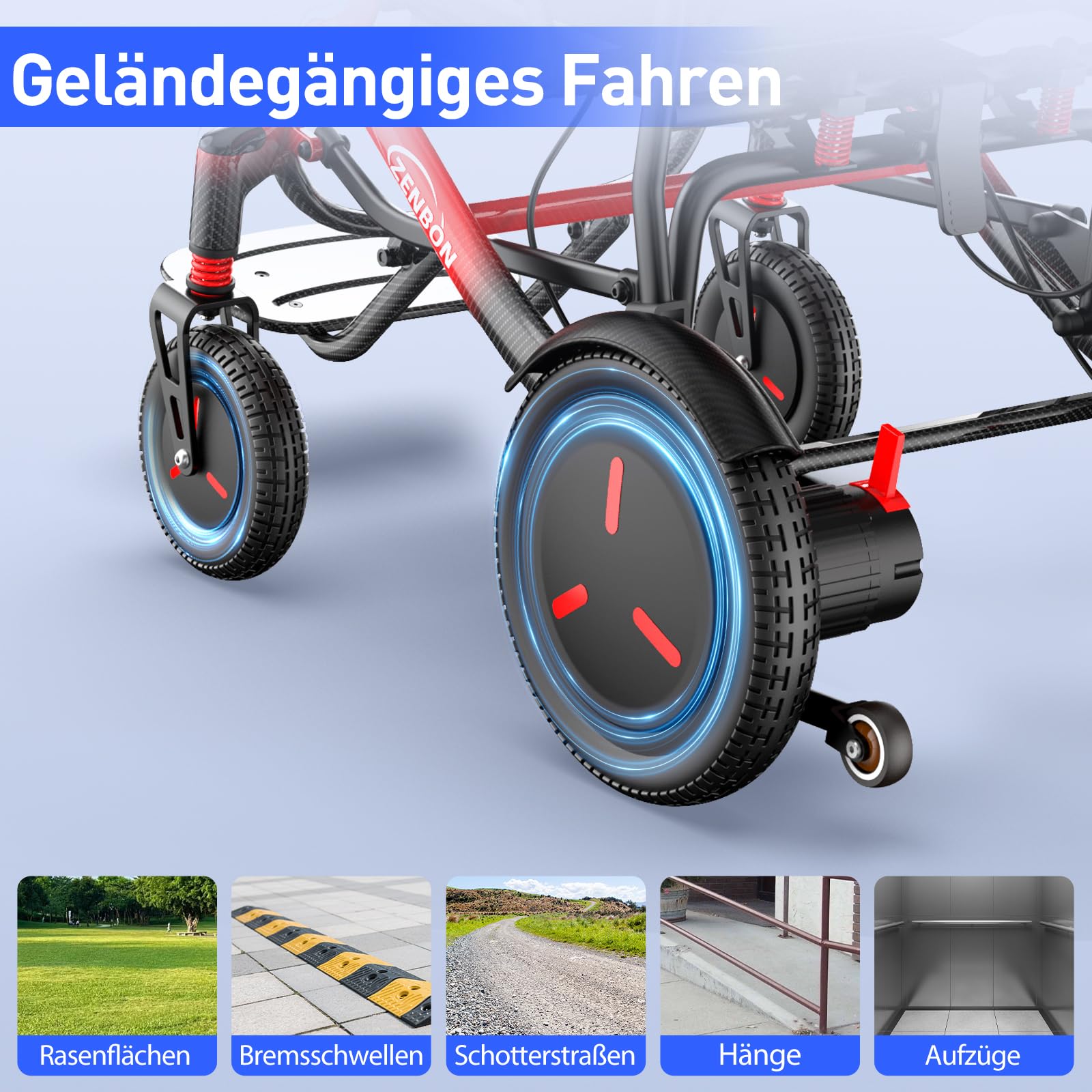 Carbon Rollstuhl Elektrisch Faltbar Leicht: Nur 16.7 kg schwer Elektrorollstuhl Faltbare für All Gelände - 25KM Elektrischer Rollstuhl für Senioren bis 150 kg
