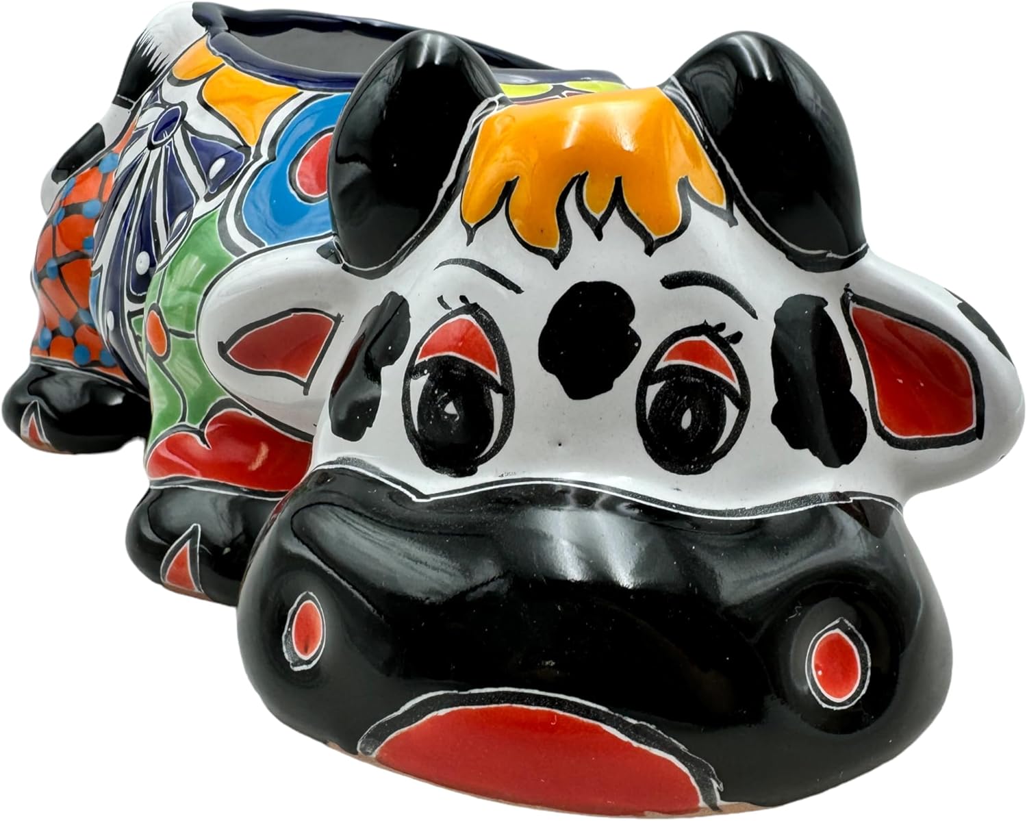 Talavera Cow Planter Vaca Animal Pot Folk Art Home Decor Indoor Outdoor Handmade Garden Hand Painted Multicolor 14"