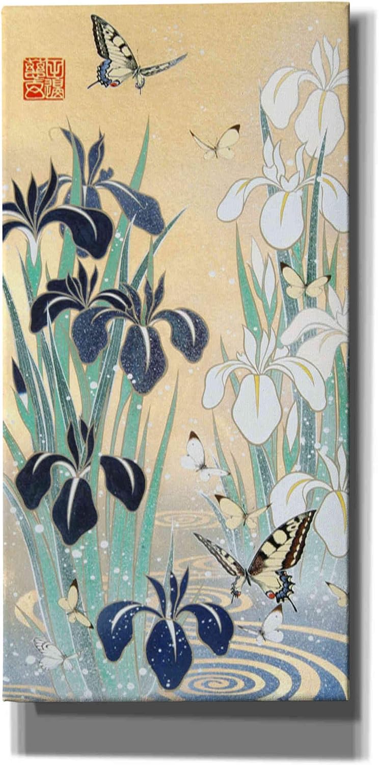 Epic Graffiti 'Iris and Butterfly' by Zigen Tanabe, Canvas Wall Art, 12"x24"