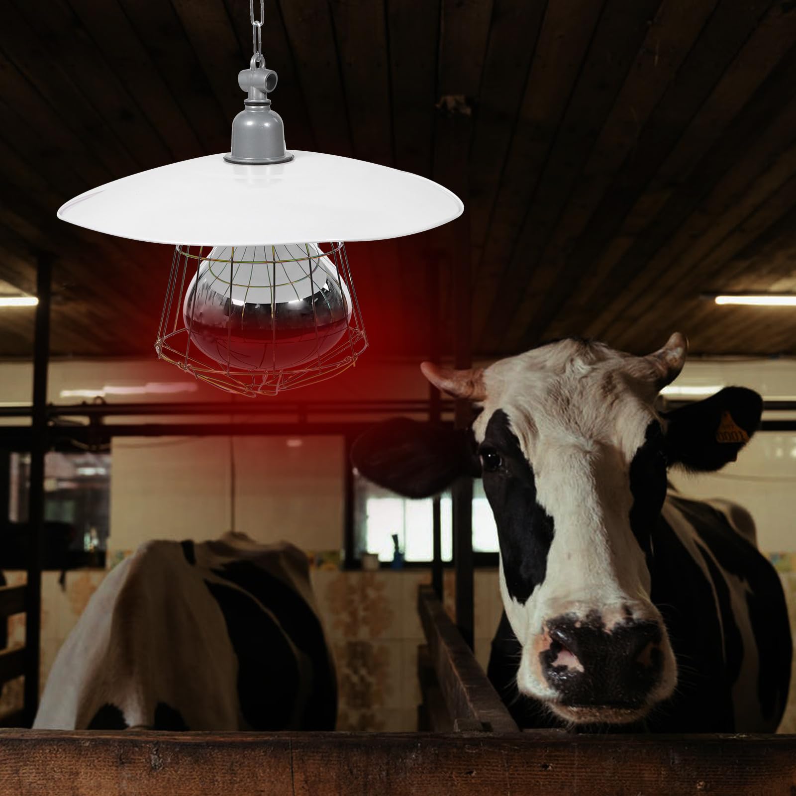 Lampada Riscaldante per Gabbia Animali in Metallo Alluminio Bianco | Incubatore da Allevamento e Box per Animali, Protezione Anti-scottatura, Facile da Usare Colore Casuale