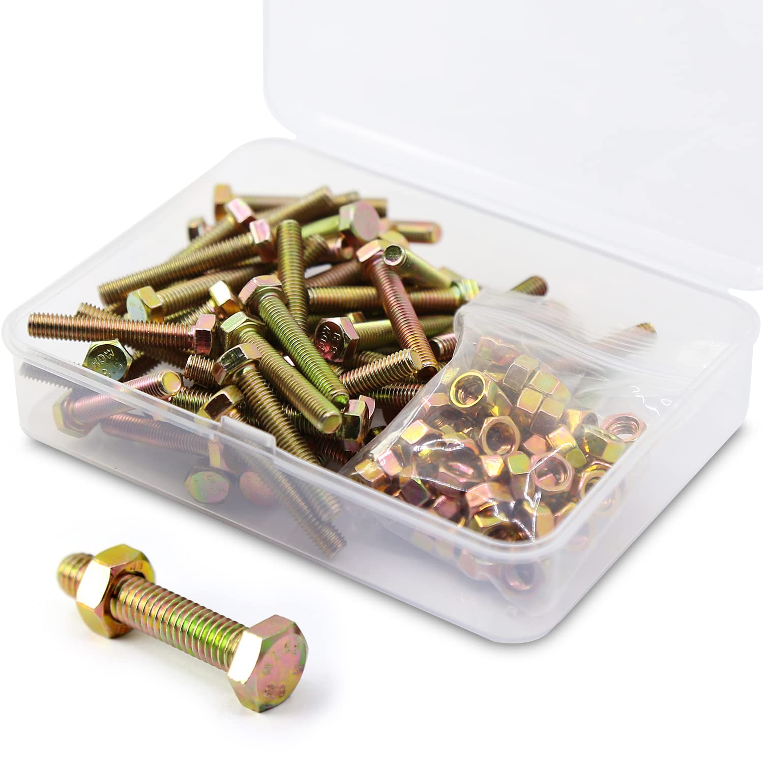 M5 x 30 mm 60 Pieces Galvanised Steel Hex Bolts Bolts and Nuts Set, Machine Screws