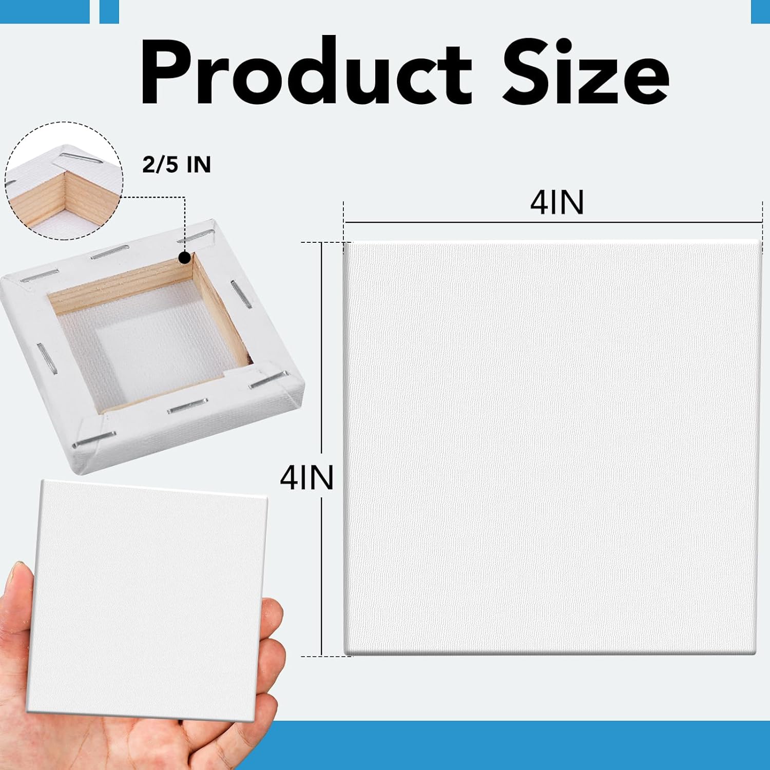 ESRICH Mini Canvases for Painting, 4x4In Canvas in Bulk 100 Pack, 2/5In Profile Small Square Canvas, Blank Canvases are Great for School Projects and Kids Birthday Parties, Home Decor Project. - Image 3