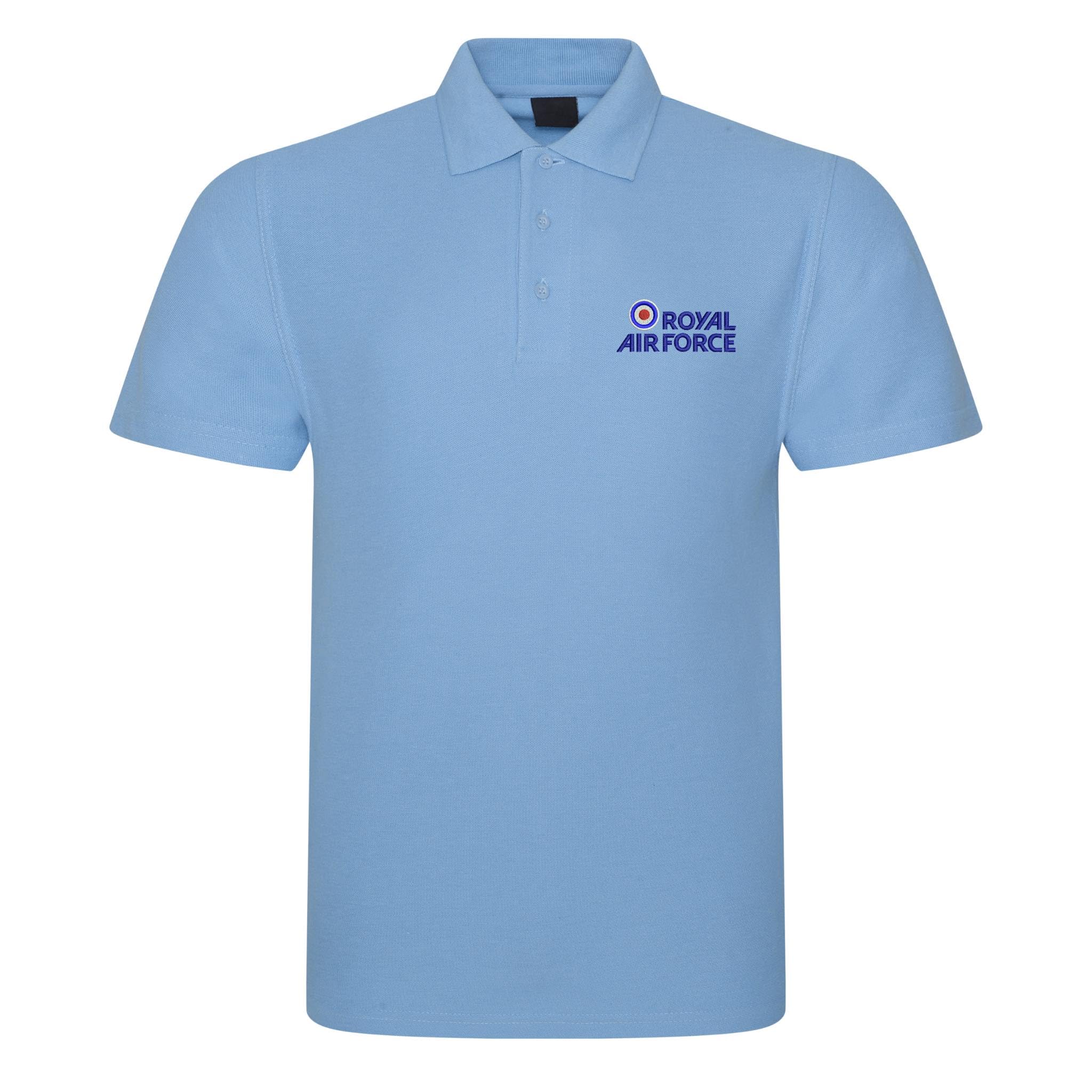 The Military Store Men's Sky Blue Royal Air Force Embroidered Polo Shirt, 4X Large