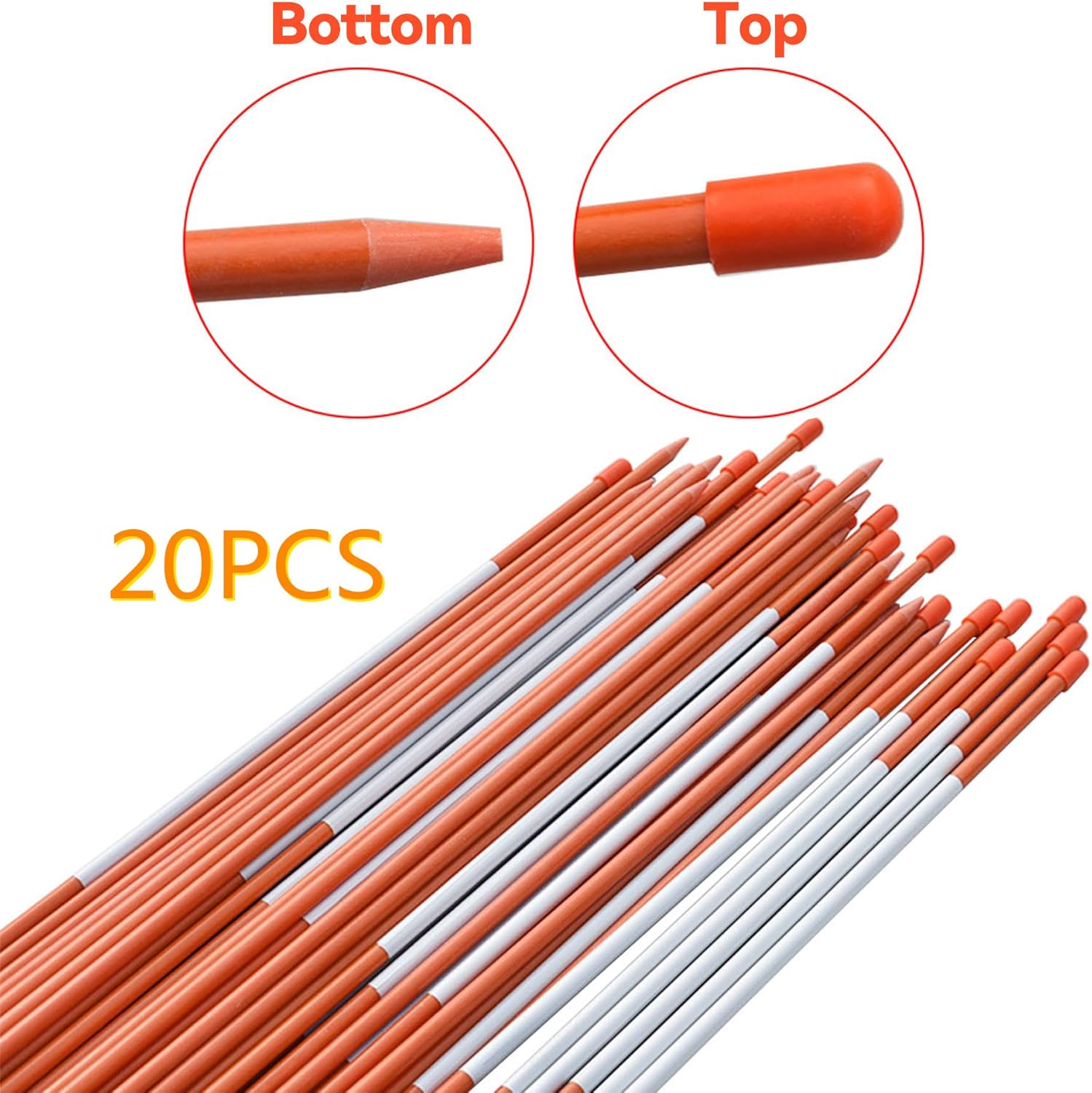 HOSTIC 20 Packs Driveway Reflectors Safety Marker Fiberglass Snow Stakes Multipurpose Orange Sign Posts 48 Inches