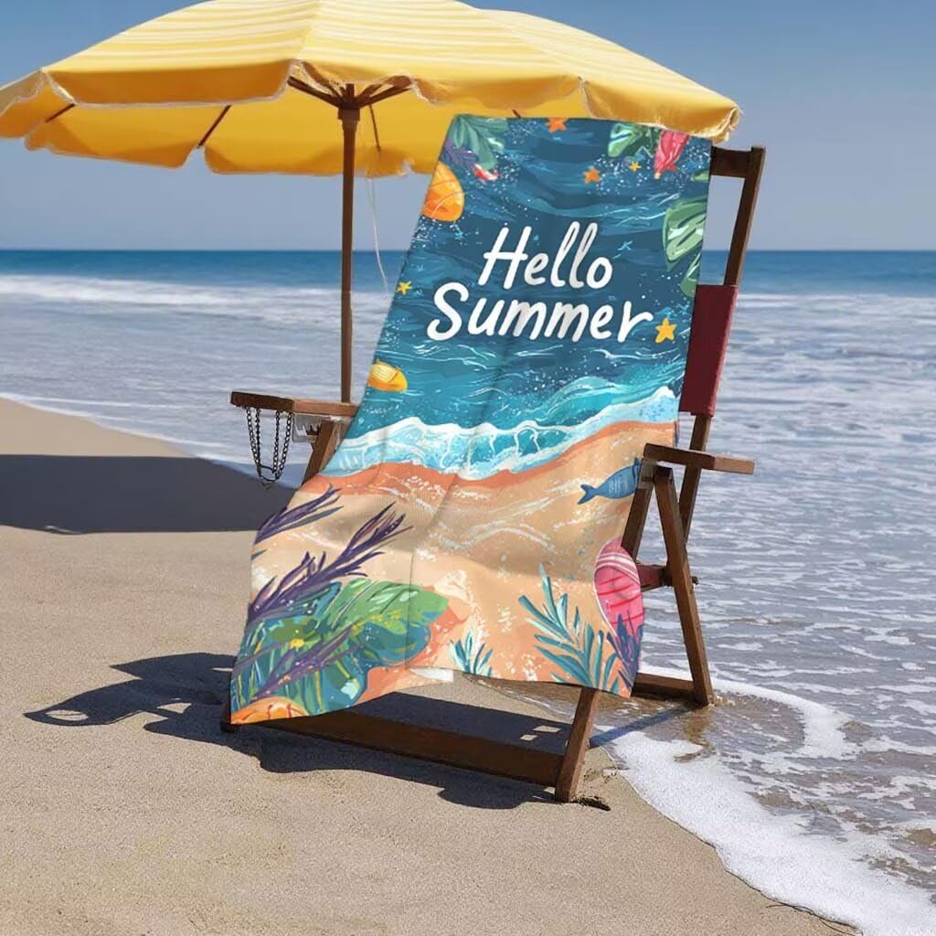 Telo Mare XXL 100x200cm/35x70cm, 2 Set Telo Mare Microfibra Oceano Asciugamano Palestra Uomo, Antisabbia, Leggero, Asciugatura Rapida, Teli da Spiaggia Grandi Accessori per Camping Natation Yoga F-36
