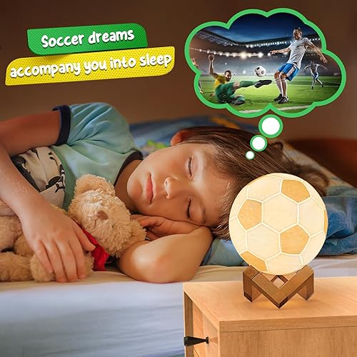 Miniatura 2 de Luz nocturna de fútbol de 4.7 pulgadas, regalos para el día de San Valentín para él, lámpara de fútbol para habitación de niños con control remoto,