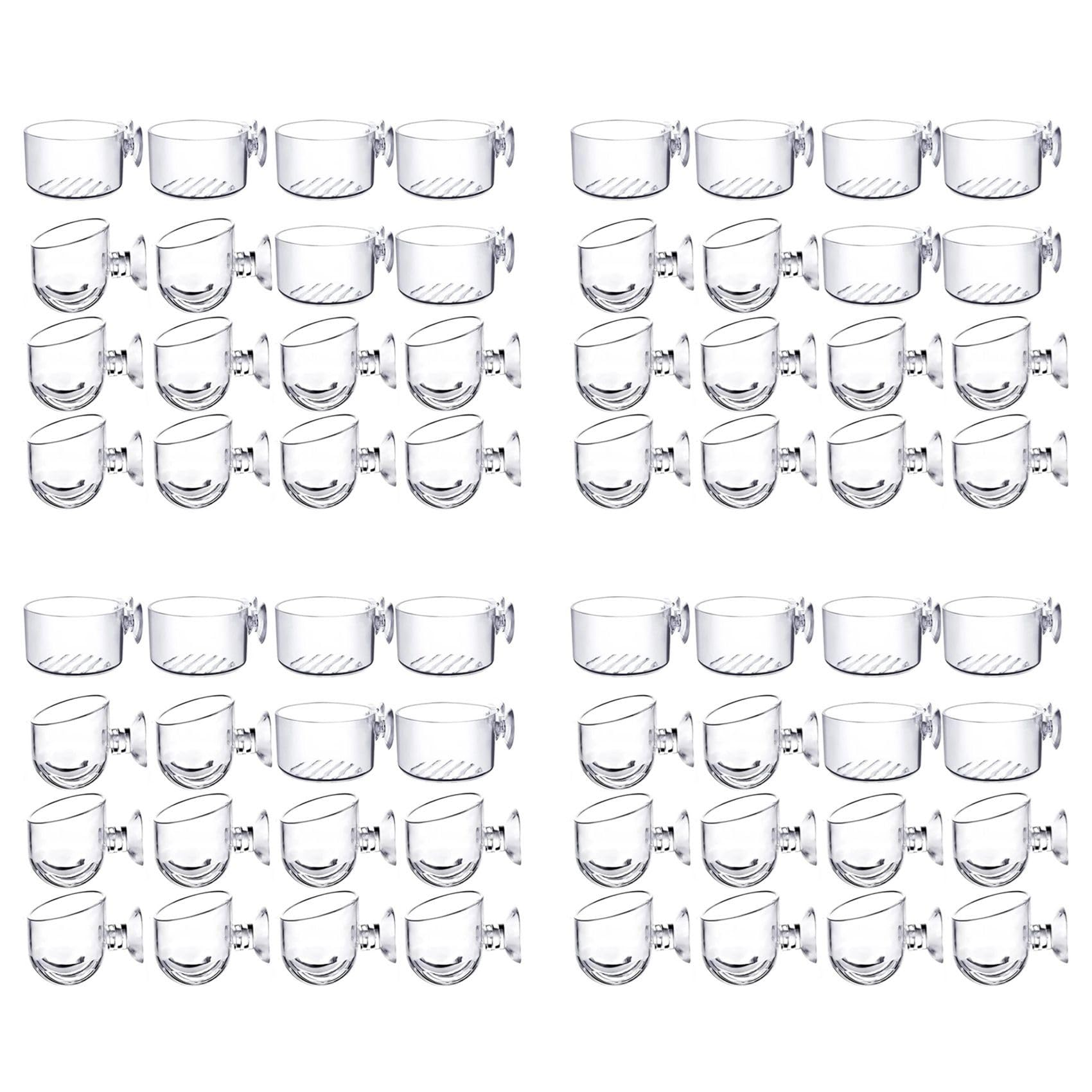 Jnchdghwa 64PCS Aquatic Plant Cups, Transparent Acrylic Aquatic Plant Pot with Suction, Aquarium Decoration 2 Shapes