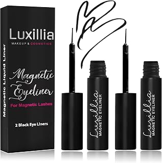 Luxillia Black Magnetic Eyeliner for Magnetic Eyelashes, Upgraded Strongest Hold, Most Natural Look, Waterproof, Smudge Proof Liquid Liner (Pack of 2)