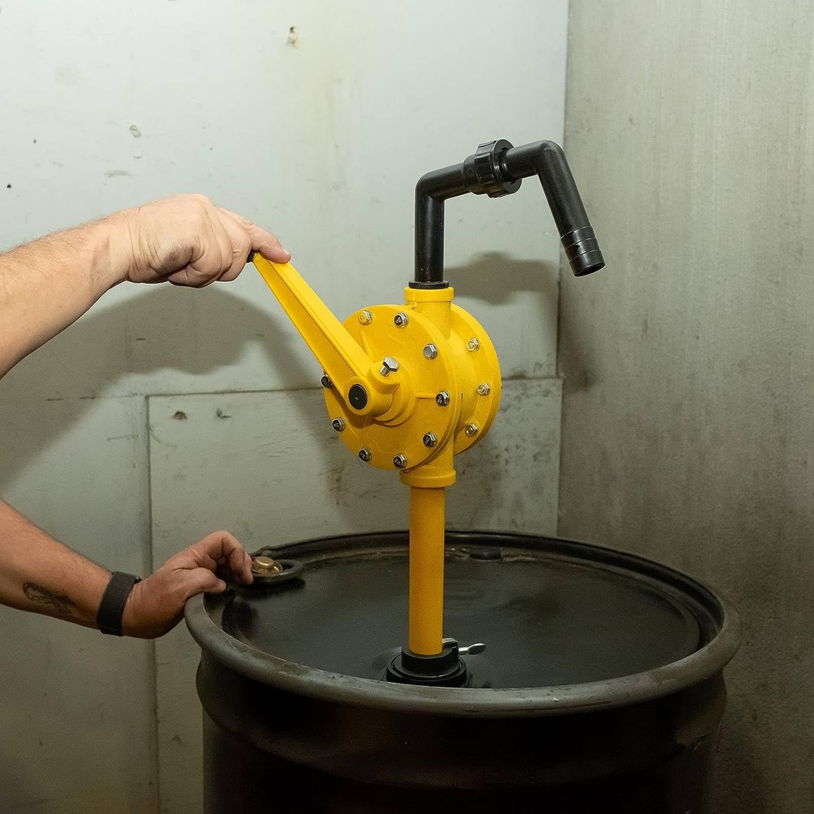 Pompa Manuale di Trasferimento Carburante Manovella Autoadescante per Fusto per Olio Leva Allungata per Controllo Stabile