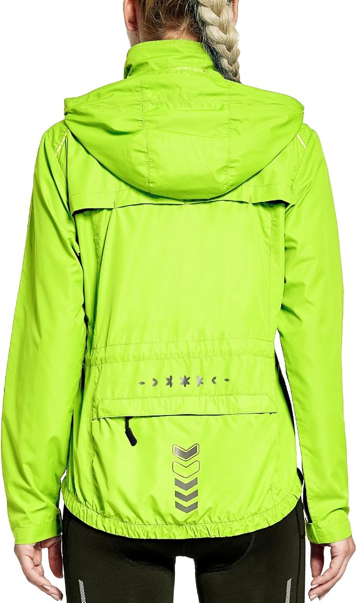 Womens Running Cycling Windbreaker Reflective Jackets Hooded