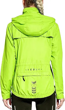 FitsT4 Women's Windproof Cycling/Running Jacket with Reflective Stripes and Hood