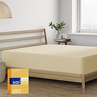 Vista 10 de Thread Spread Sábana bajera ajustable 100% algodón tamaño Queen – Sábana bajera de algodón de 600 hilos tamaño Queen, lujosamente suave, duradera