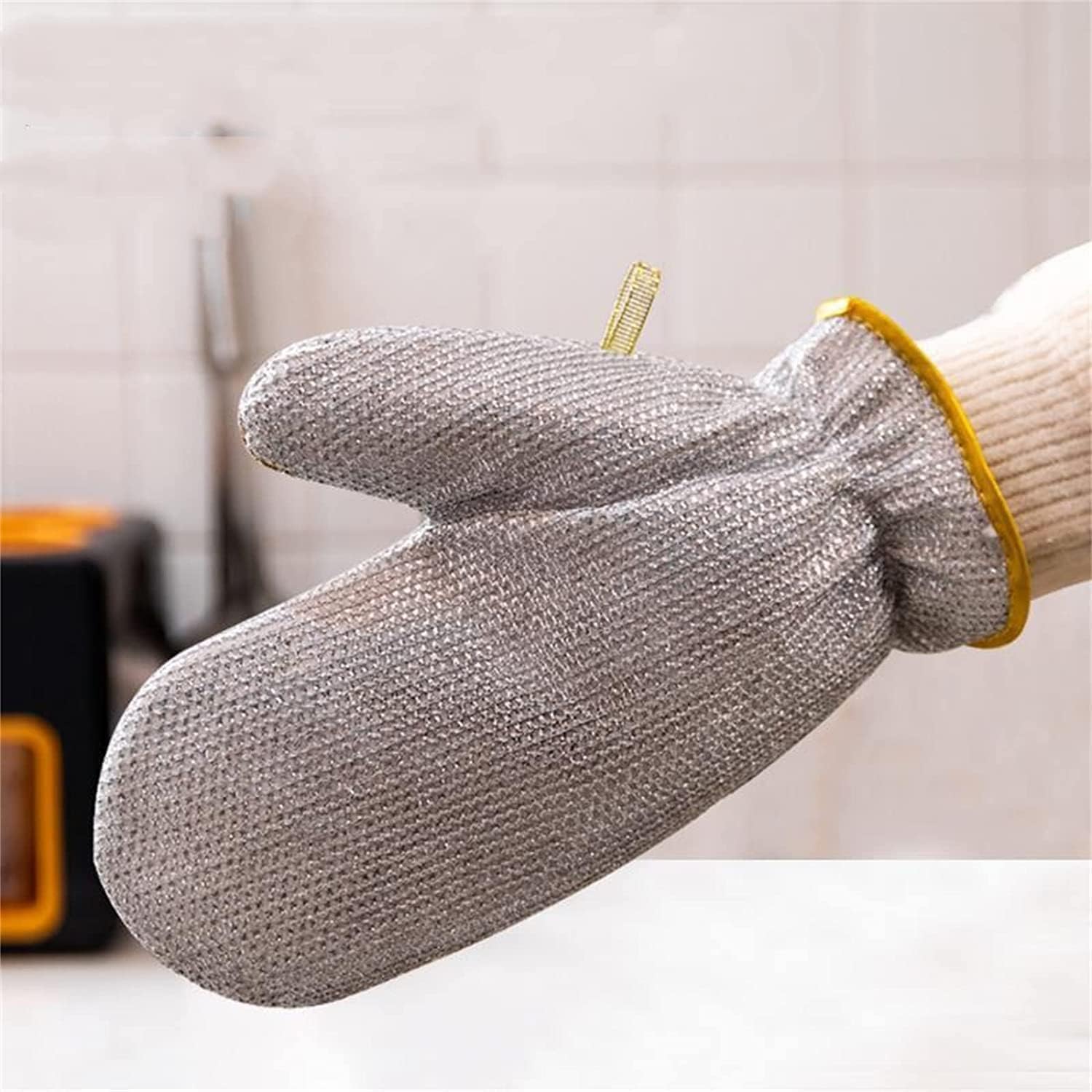 DEBIRE Wire Dishwashing Gloves, 1 Pair, Scrub Non-Scratch, Dish Wash Cloth Scrubber Dishwashing Rags for Wet and Dry Wire Dishcloth Reusable Kitchen Utensils Cleaning Gloves Household Cleaning Tools 2