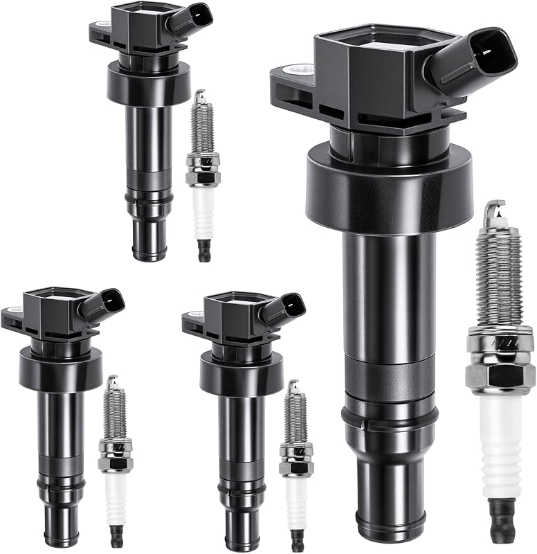 Kit de bobina de ignição Motorevo UF652 com velas de ignição de irídio para Hyundai e Kia 1.6L – 4 peças