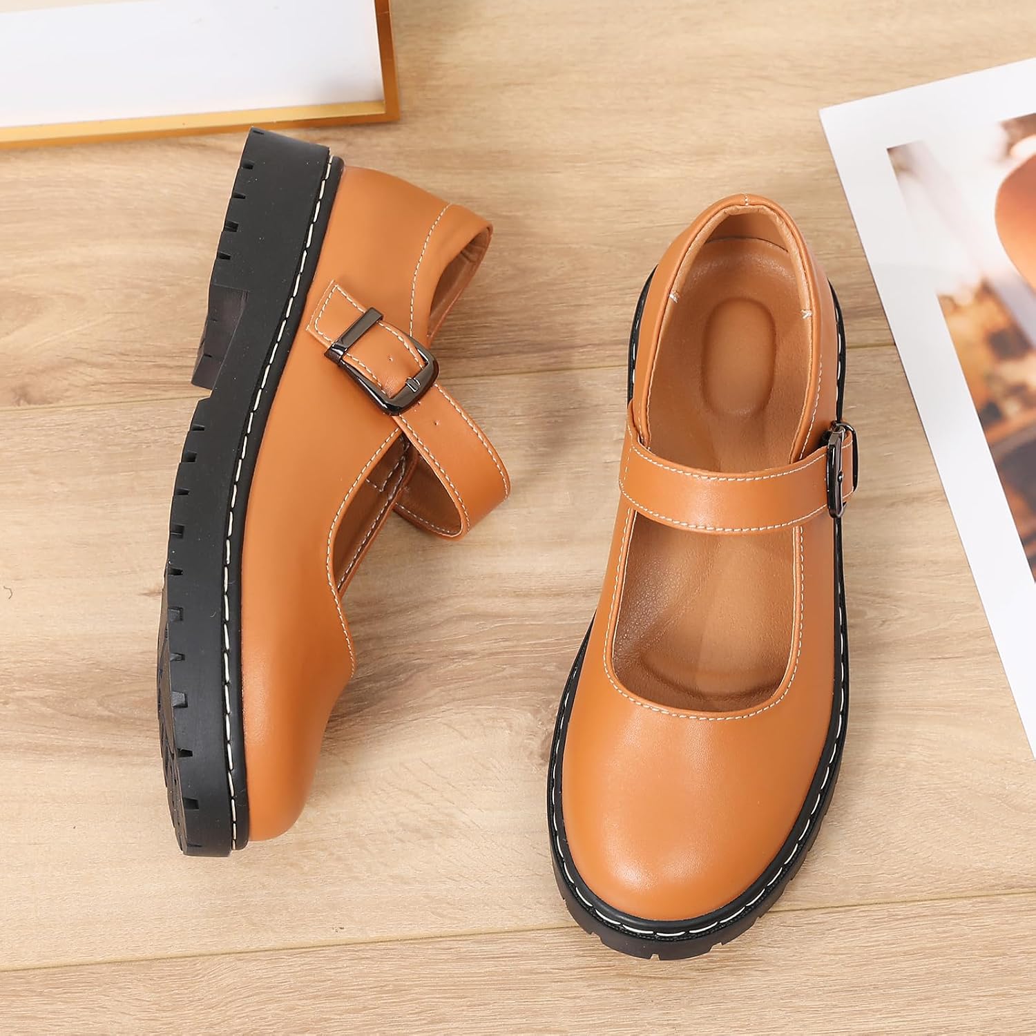 Women's Platform Mary Jane Casual Oxford Dress Shoes