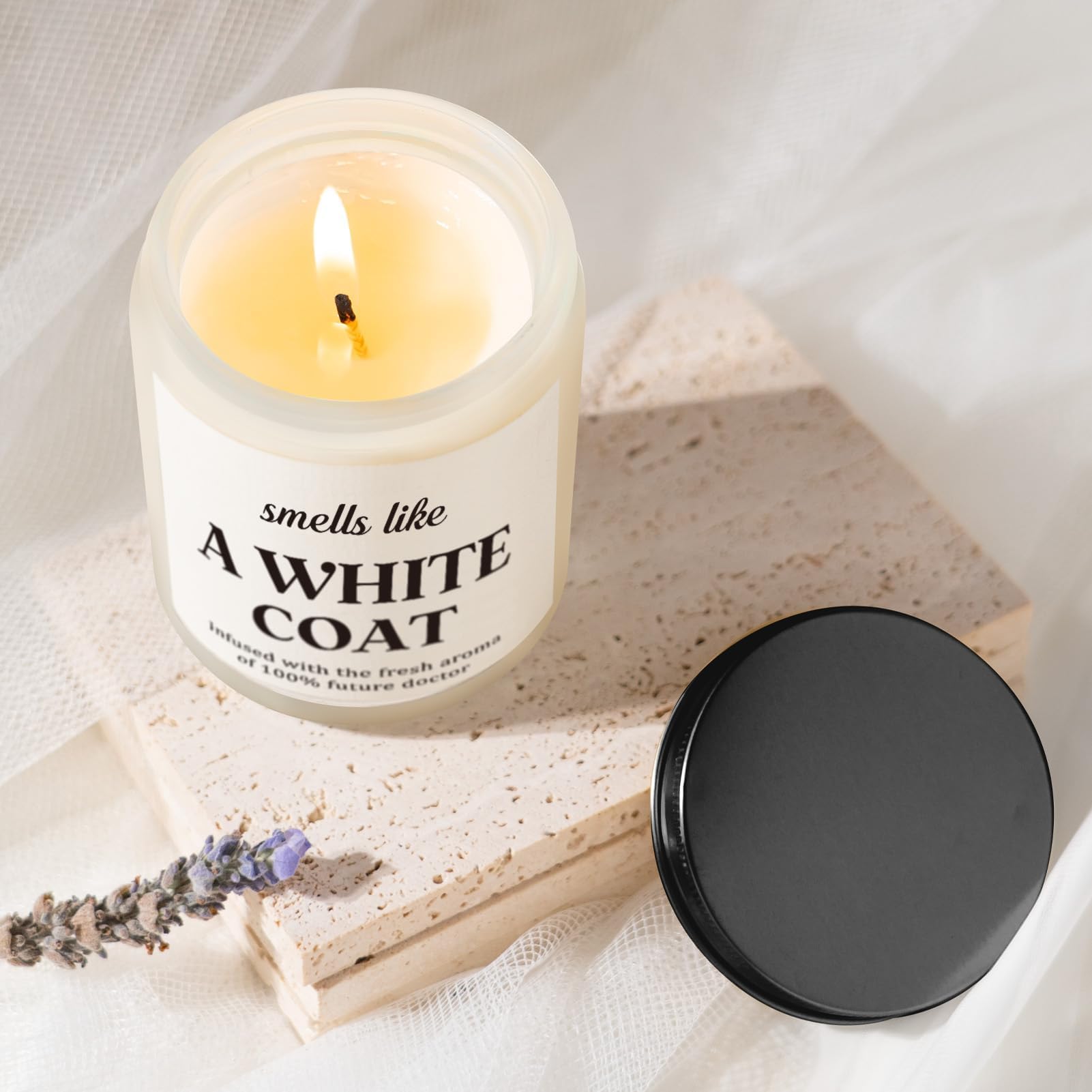 Future Doctor Candle, White Coat Ceremony Gifts, Doctors Day Gifts for Women, Medical Physician Assistant Gift for Medical School Students Graduation Med Student - Lavender Scented Candle (7oz)