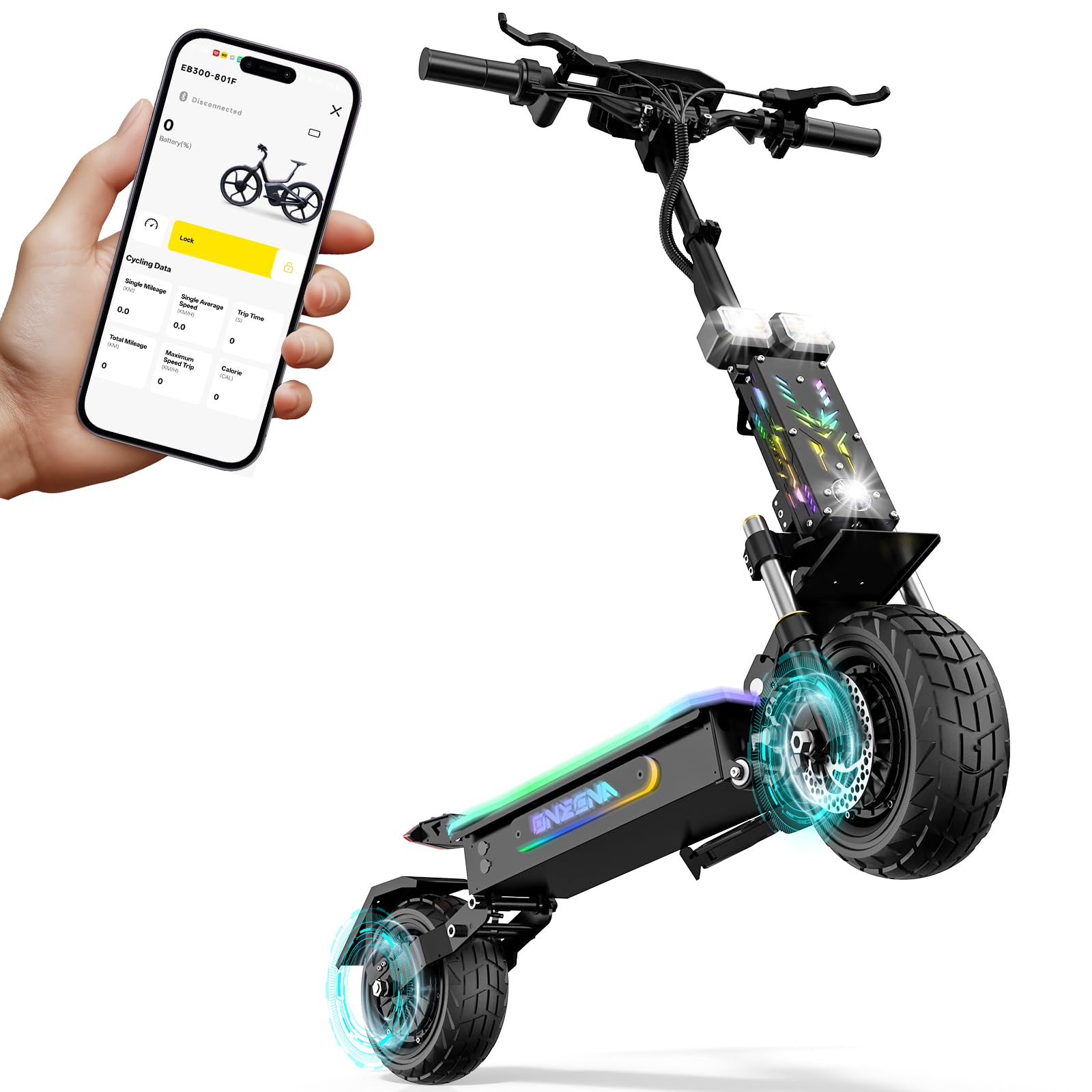 Trottinette Électrique Tout Terrain, Scooter Électrique Adulte, Double Moteur, Batterie 60V 27Ah, Autonomie 120 km, Pneus Tubeless 11 Pouces, Freins Hydrauliques, NFC, Charge Max 150 kg