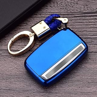 Royalfox(TM) 5 buttons tpu smart remote Key Fob case Cover For Land Rover Defender Discovery Sport LR2 LR3 LR4 Range Rover Sport EVOQUE and Jaguar XF XJ XJL XE F-PACE (blue)